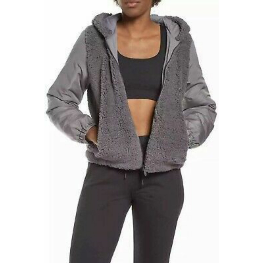 NWT Zella Faux Shearling Bomber Jacket Size XS